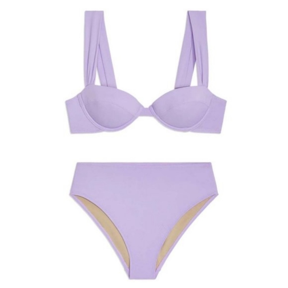 WeWoreWhat Lilac Purple High Waisted Bikini Set - Size Medium